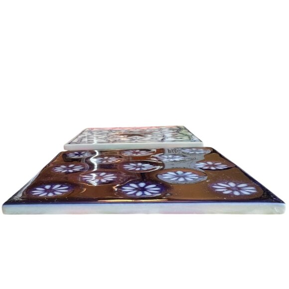 Set of 4 PIER 1 Chinoiserie COASTERS / Decorative Tiles Porcelain Bohemian - Picture 2 of 7